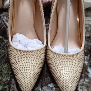 Elegant Gold Studded Women's Shoes